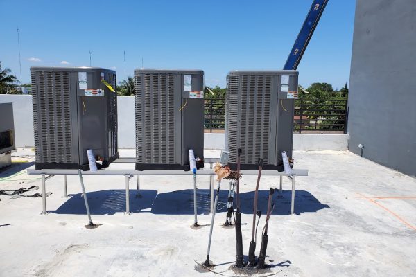 Residential AC system installed outside home in South Florida